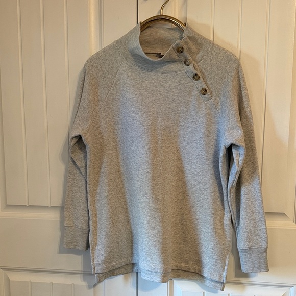 J. Crew Tops - J. Crew Women's Medium Gray Pullover Sweatshirt with real neck buttons